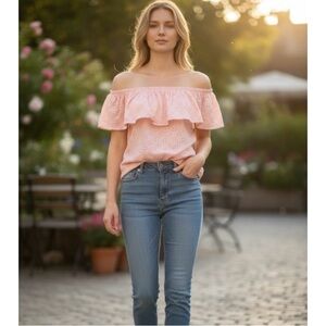 WALL FLOWER PEACH OFF THE SHOULDER TOP SIZE MEDIUM